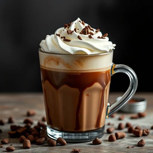 A decadent mocha with espresso, chocolate, and steamed milk, topped with whipped cream