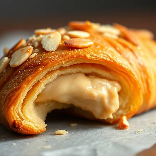 A flaky and buttery almond croissant filled with almond paste and topped with toasted almonds