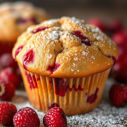 A moist and flavorful cranberry muffin with a sprinkle of sugar on top