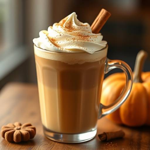 A seasonal pumpkin spice latte topped with whipped cream and pumpkin spice