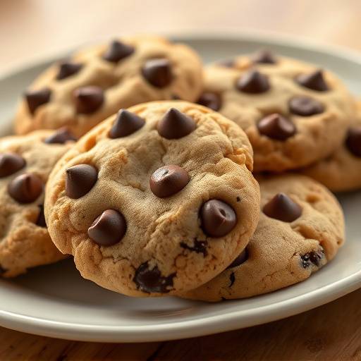 A selection of freshly baked chocolate chip cookies on a plate
