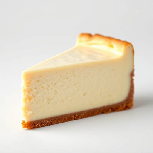 A slice of creamy New York style cheesecake with a graham cracker crust
