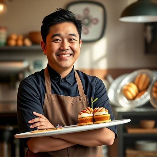 Portrait of David Chen, Pastry Chef at The Daily Grind Cafe